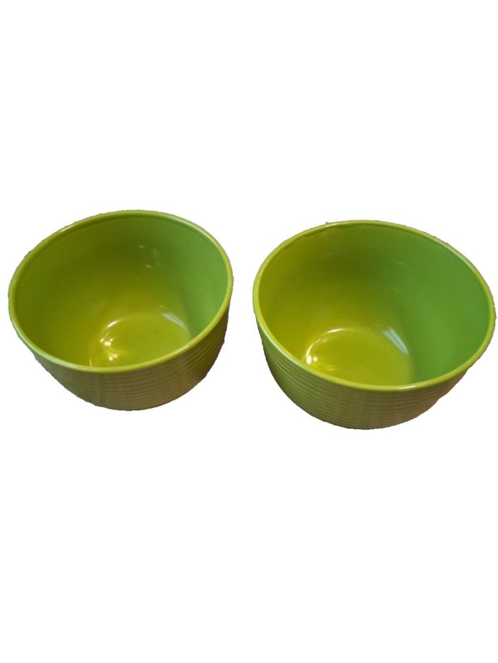 2 ROYAL NORFOLK Summertime Lime Green Ribbed Circles Soup/Cereal/Dessert Bowls